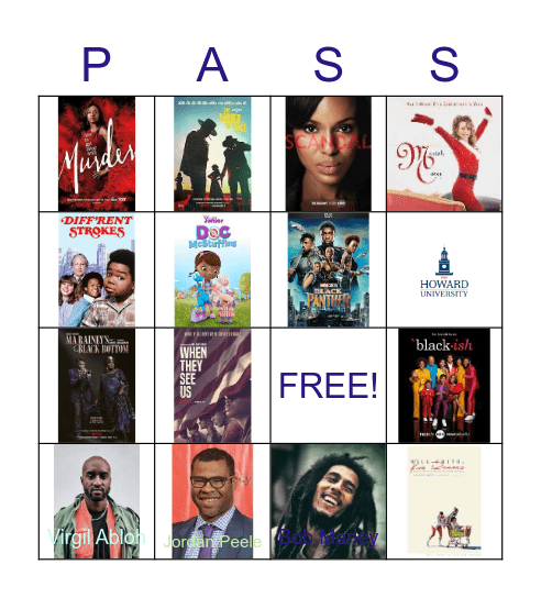 PASS Bingo- Black Culture and Media Bingo Card