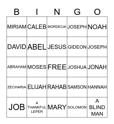 BIBLE HERO BINGO Card