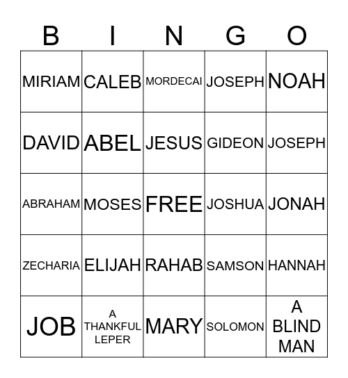 BIBLE HERO BINGO Card