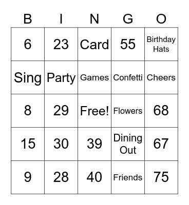 Birthday Bingo Card