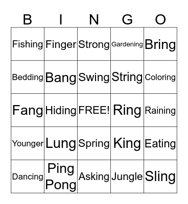 ng Bingo Card