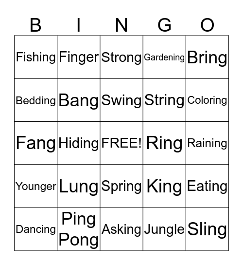 ng Bingo Card