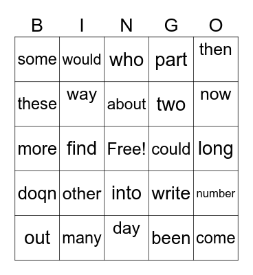 Orange Level Bingo Card