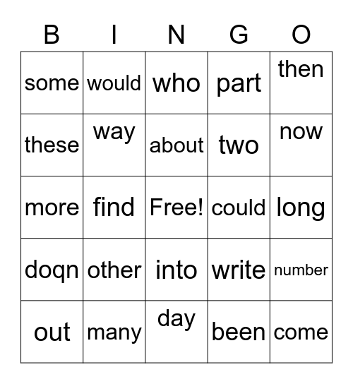 Orange Level Bingo Card