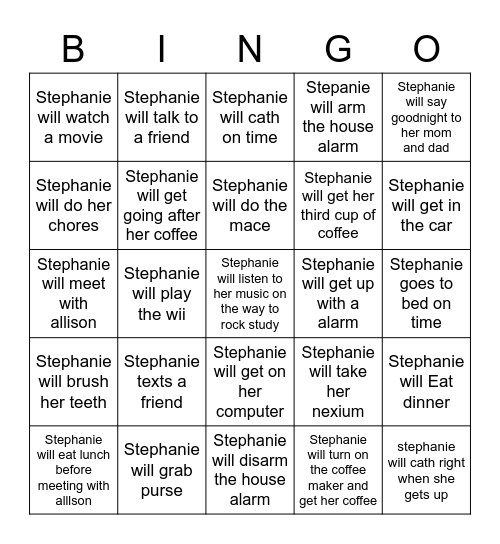 Daily Routines Bingo Card