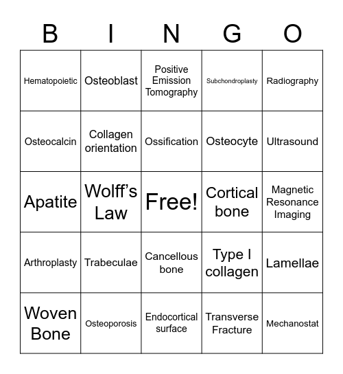 Bingo and Bones! Bingo Card