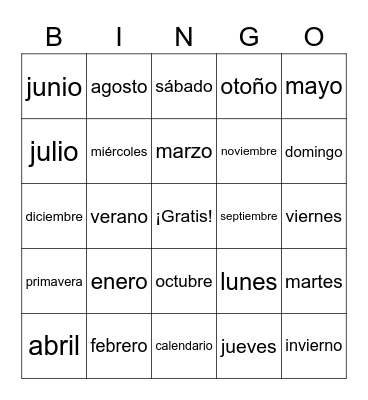 El Calendario Bingo Card