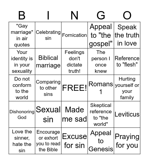 Coming Out Bingo! Bingo Card