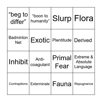 Vampires Prey on Panama Bingo Card