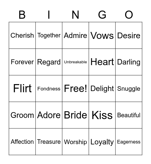 Couples Bingo Card