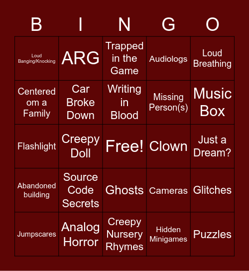 THE UNDERGROUND RP Bingo Card