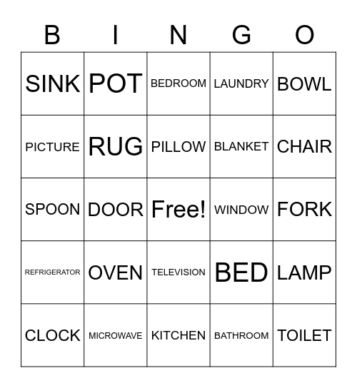 HOME Bingo Card