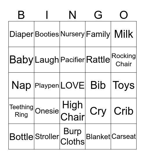 Stephen and Alisa's Baby Shower Bingo! Bingo Card