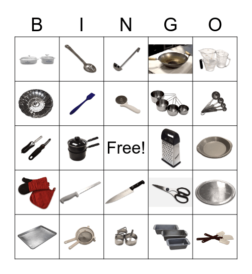 Kitchen Tools Bingo Card