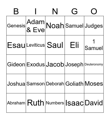 Old Testament Books and People Bingo Card