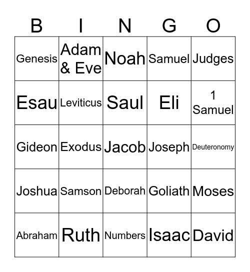 Old Testament Books and People Bingo Card