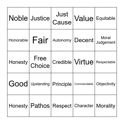 Ethical Bingo Card