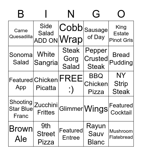 Win Free Things!!! Bingo Card