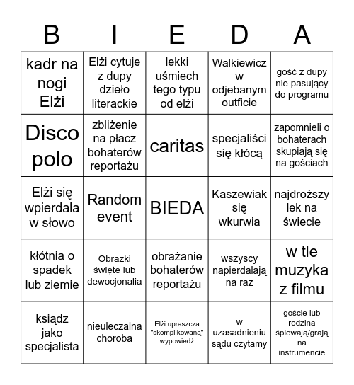 Sprawa dla reportera Bingo Card