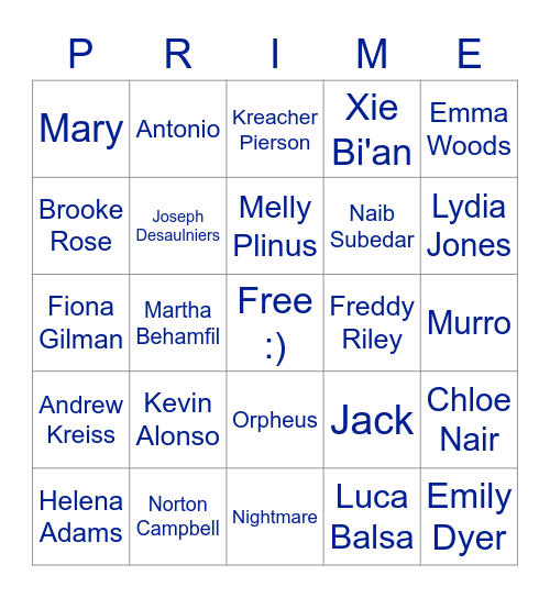Identity V Bingo Card