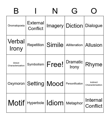 Round 1 Bingo Card