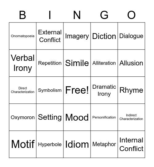 Round 1 Bingo Card