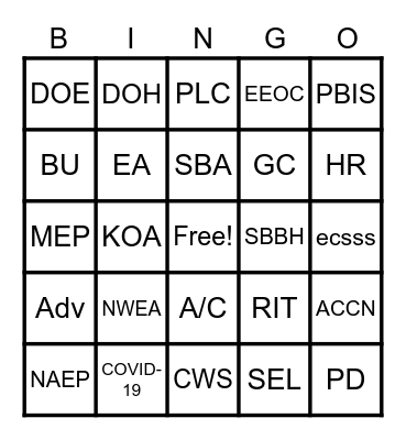 FF 1/26/22 Bingo Card