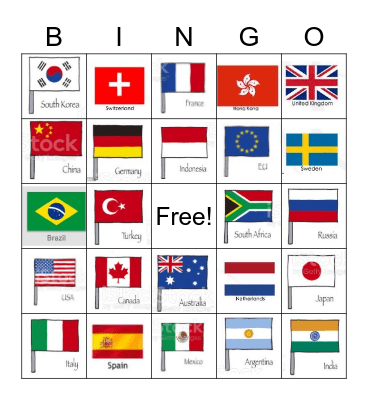 Country Flag Bingo Card