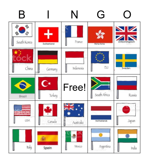 Country Flag Bingo Card
