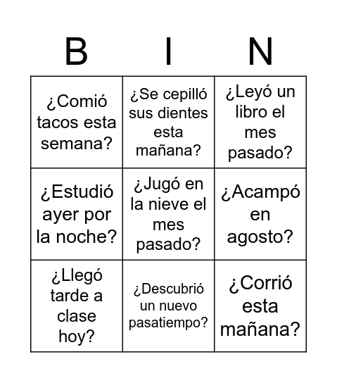 ¿Quién....? Bingo Card