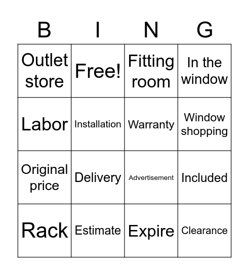 Shopping Week 3 Bingo Card