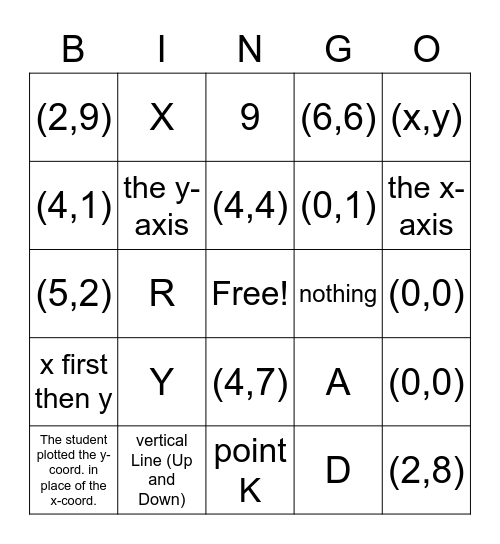 Fun Friday - Math Bingo Card