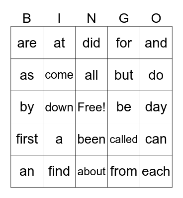 BINGO Card