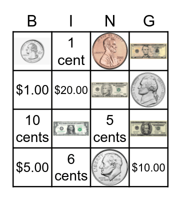 Money Bingo! Bingo Card