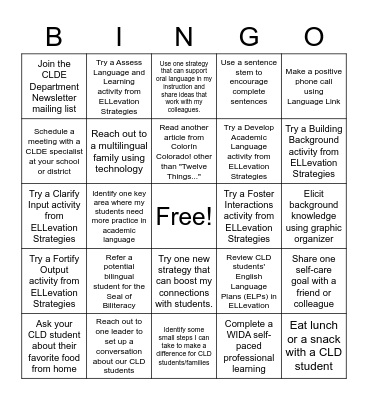 CLD Bingo Card