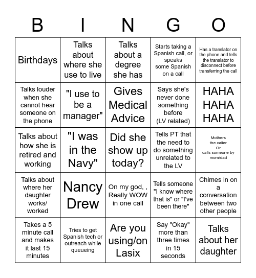 The "you know who" Bingo Card Bingo Card