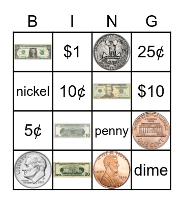 Money Bingo Card