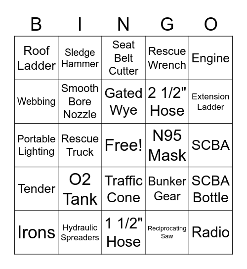 Tools and Equipment Bingo Card
