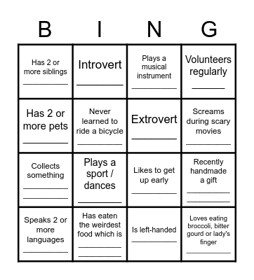2022 Sec 2 Girls' Brigade Bingo! Bingo Card