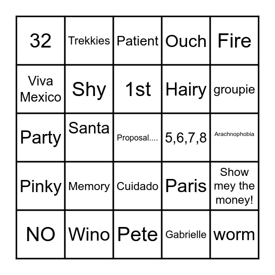 Kristen's Bash in Nash!! Bingo Card