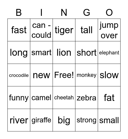 Jump Up 5 Bingo Card