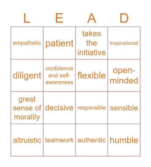 I AM THE LEADER Bingo Card
