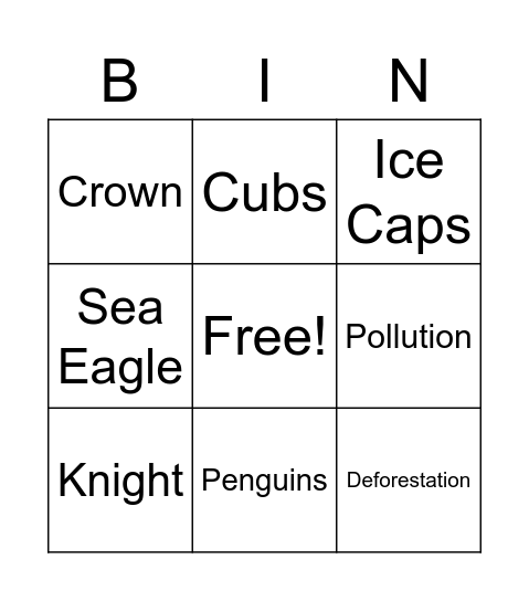 Vocab Bingo Card