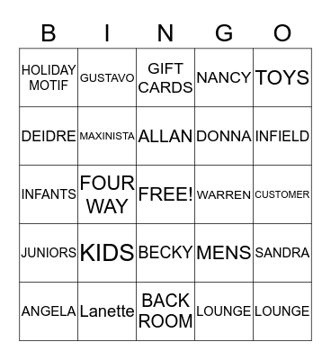 TJX Bingo Card