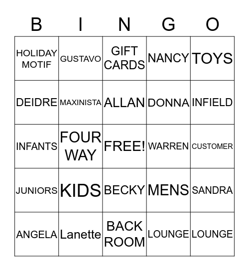 TJX Bingo Card