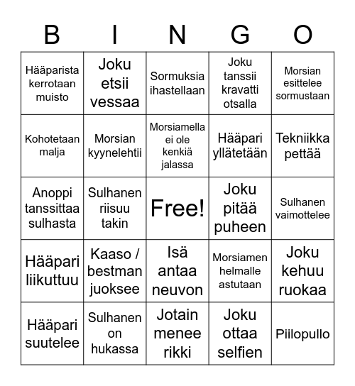 M & A Bingo Card
