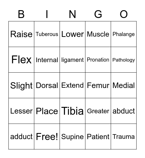 Physio Bingo Card