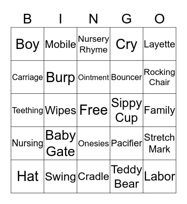 BABY SHOWER BINGO Card