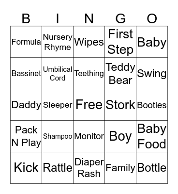 BABY SHOWER BINGO Card