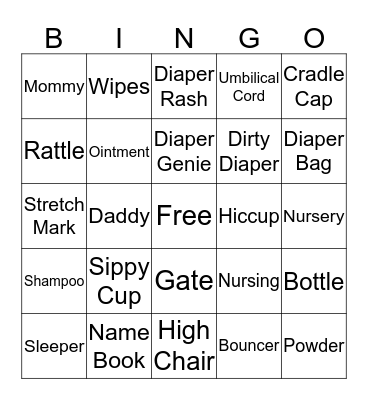 BABY SHOWER BINGO Card